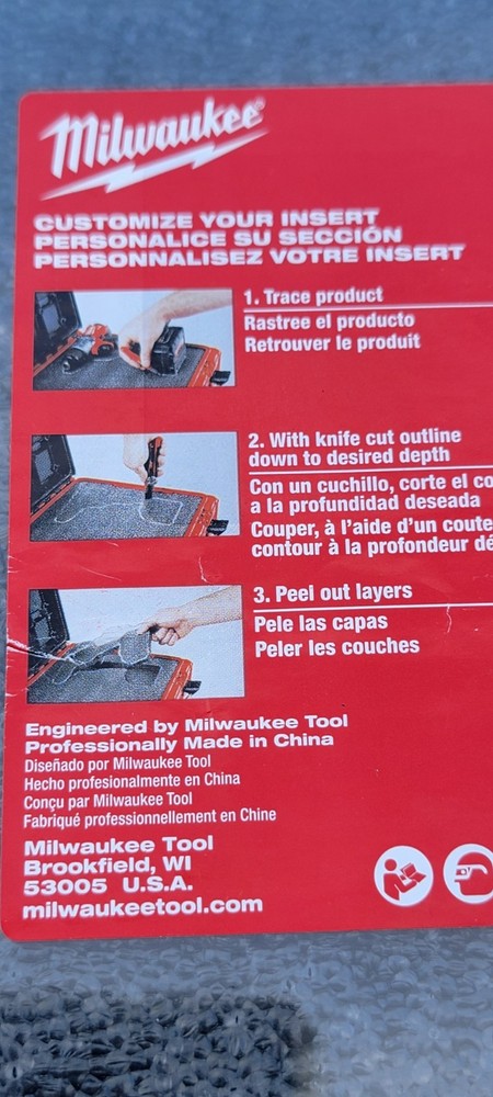 Milwaukee 48-22-8452 Packout Foam Insert For Drawer Tool Boxes Customize Insert