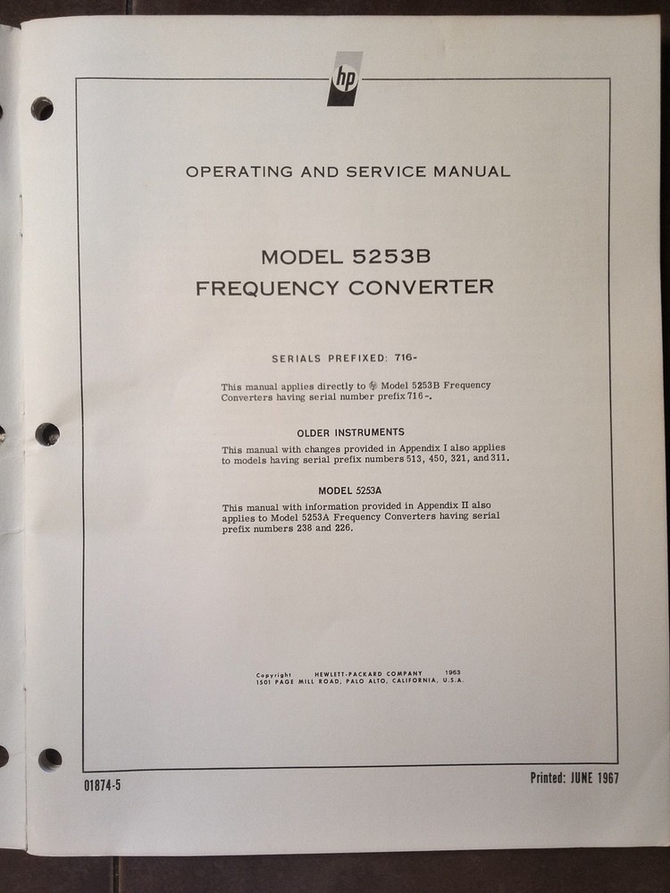 HP 5253B Operating & Service Manual