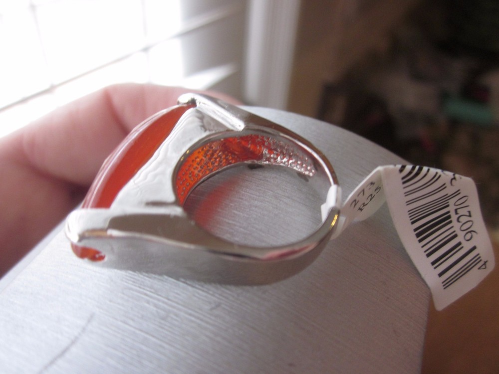 UNIQUE STERLING SILVER .925 HORIZONTAL SETTING RING 7 FACETED RED AGATE GEMSTONE