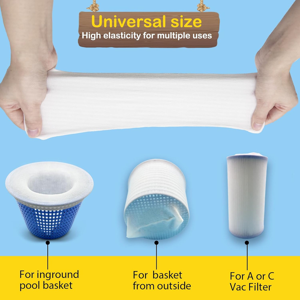 50 Pack Pool Filter Socks for Pool Skimmer, Pool Skimmer Socks for Inground Pool