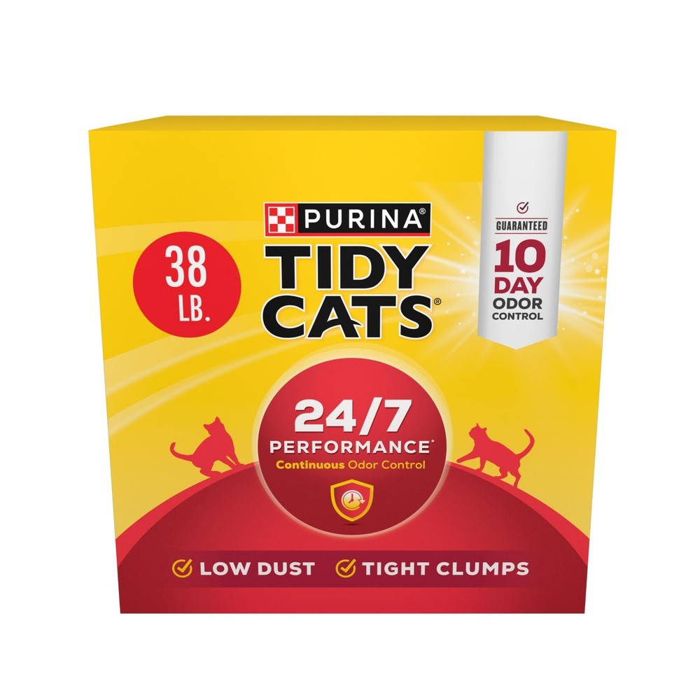 Clumping Cat Litter for Multiple Cats, 24/7 Odor Control, 38 lb Box - Low Dust