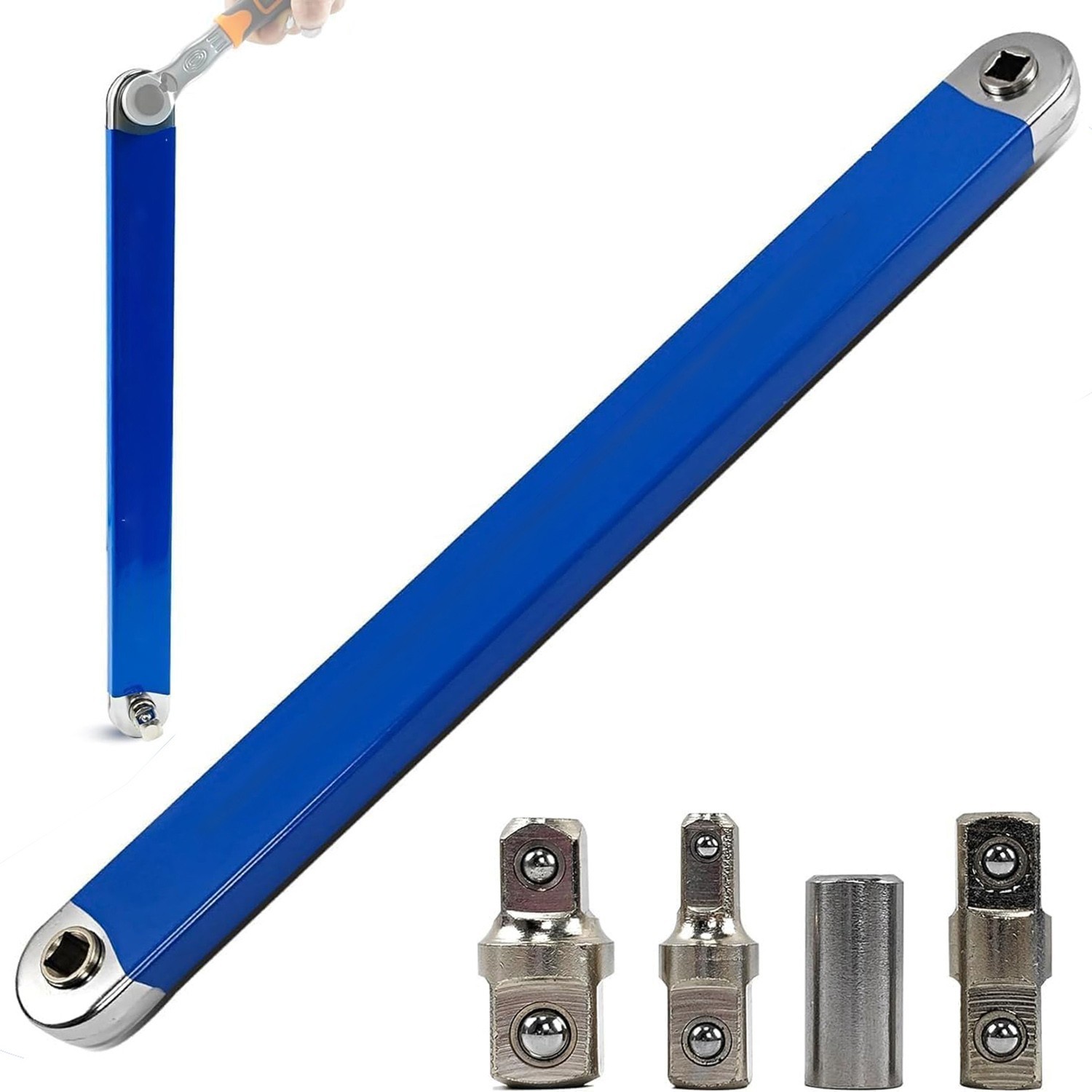 Offset Extension Wrench Set Ratchet Spanner Wrench with 4 Extender Adapter