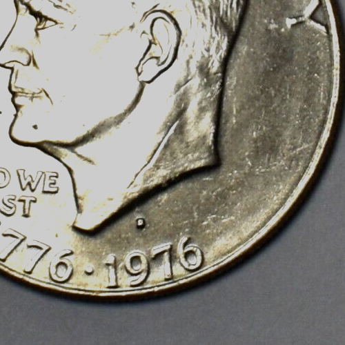 Bicentennial 1776-1975 Filled D Dual Date Eisenhour One Dollar Initials Error