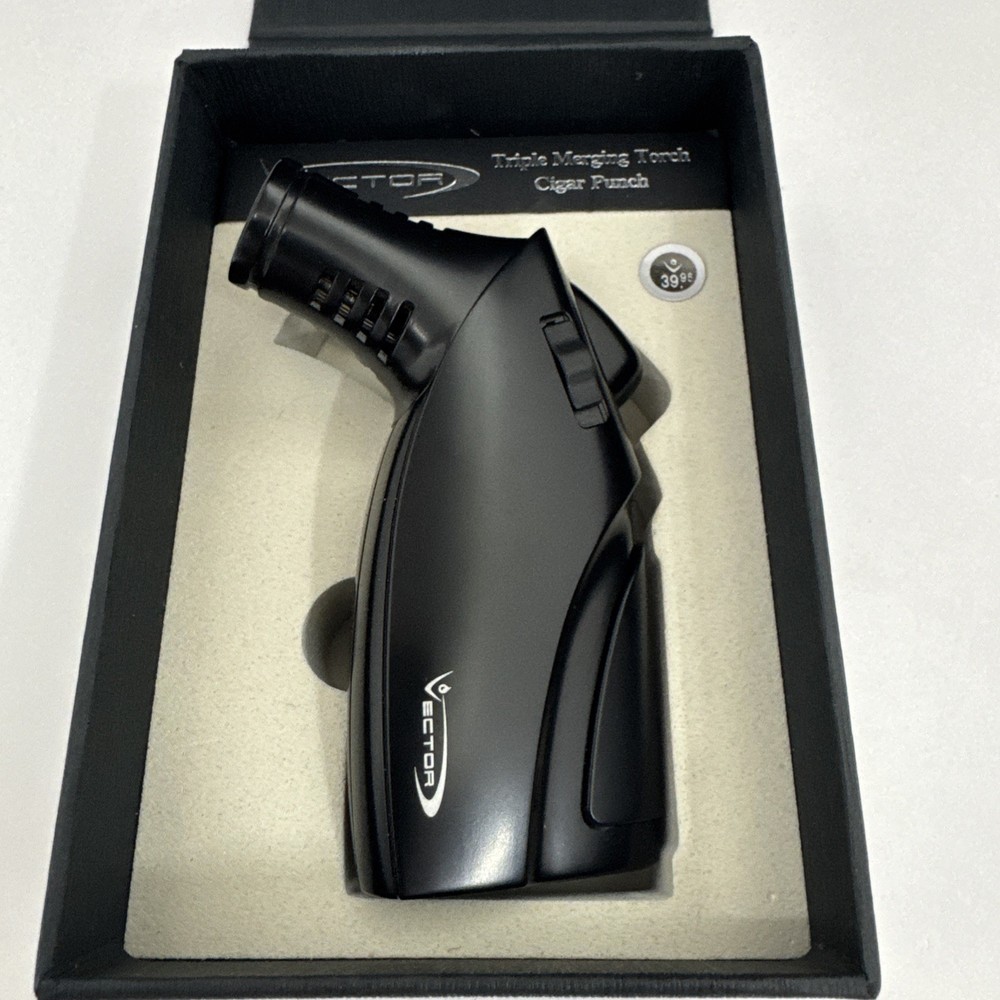 Vector IRONFIST - Wind Resistant Triple Flame Jet Torch Lighter - Black - New