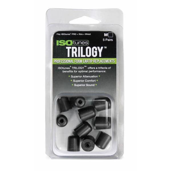 TRILOGY Medium Foam Replacement Hearing Protection Eartips, 5 Pair Pack