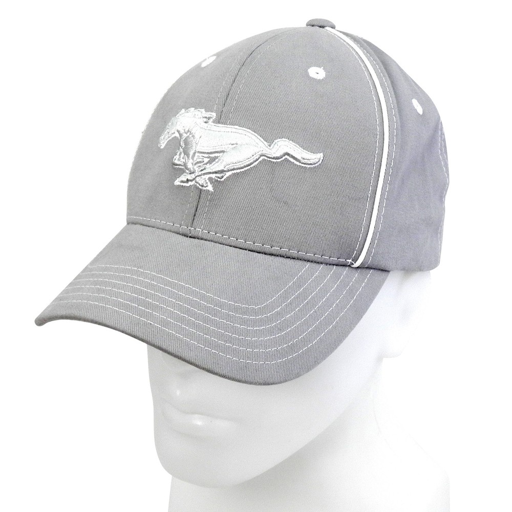 Ford Mustang Gray with White Pipe Trim Baseball Cap