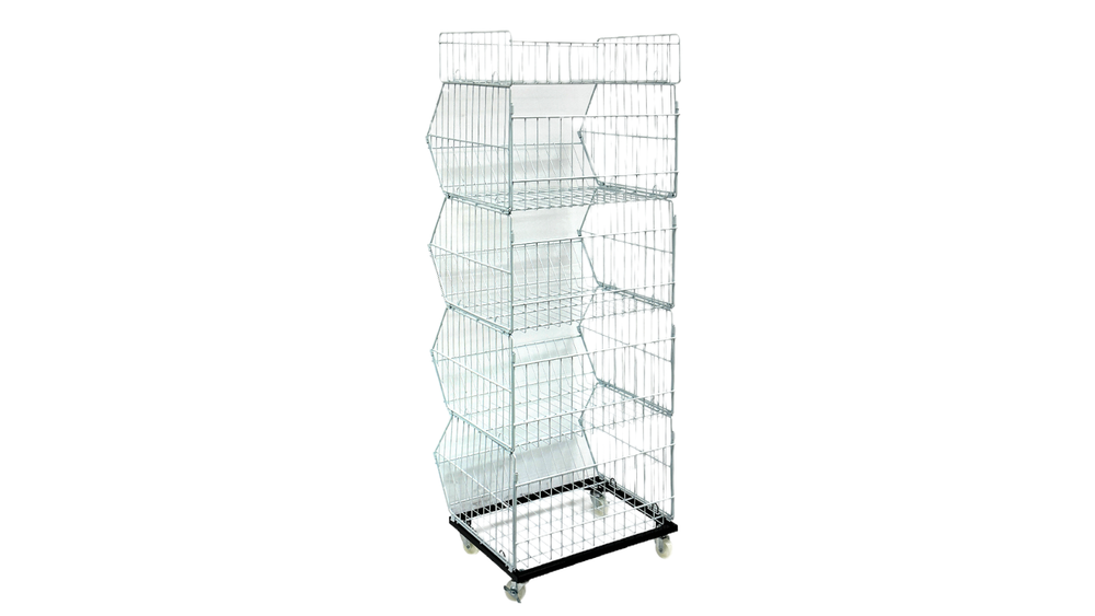 20" Retail Display 5 Tier Wire Grid Shelf Merchandise Rack Stand with Wheels