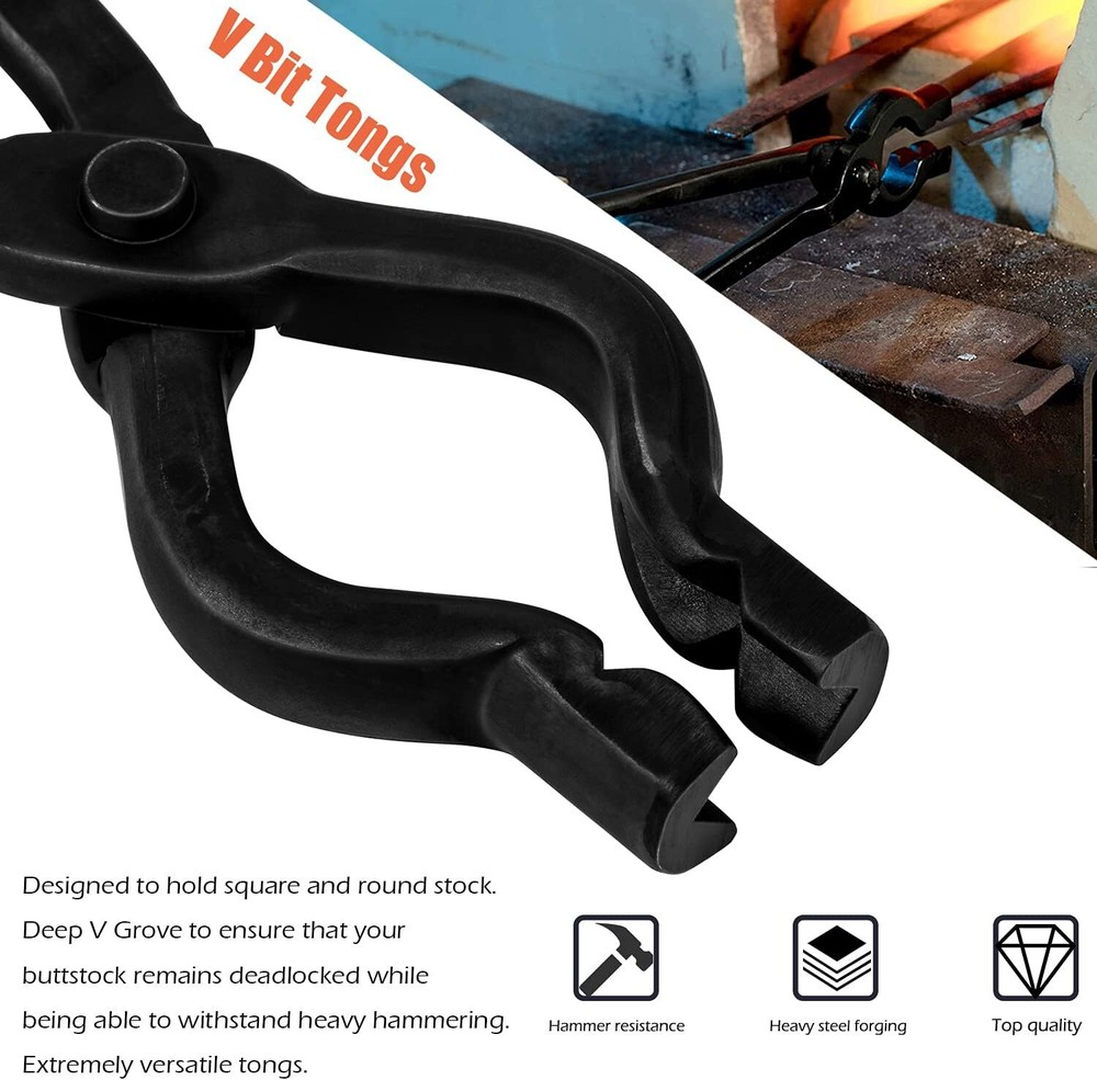 Beginner Knife Making Blacksmith Tongs Hammer Tools Set Bladesmith Anvil Forge