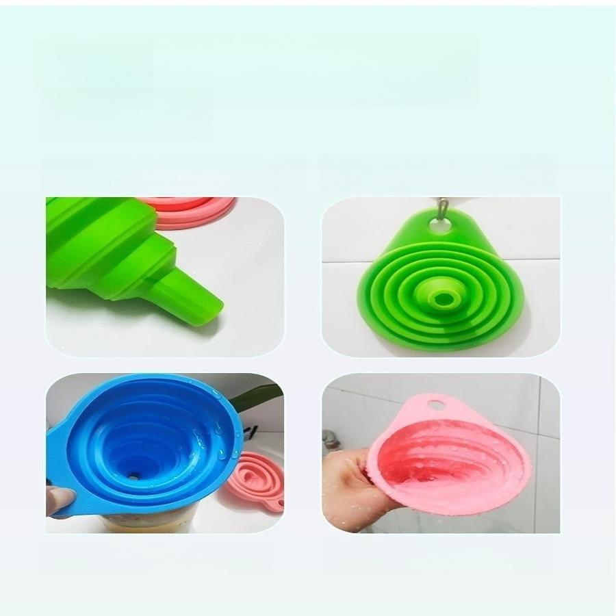 4 Foldable Silicone Funnel Set - Multi-Use Kitchen Funnels for Liquid Transfer