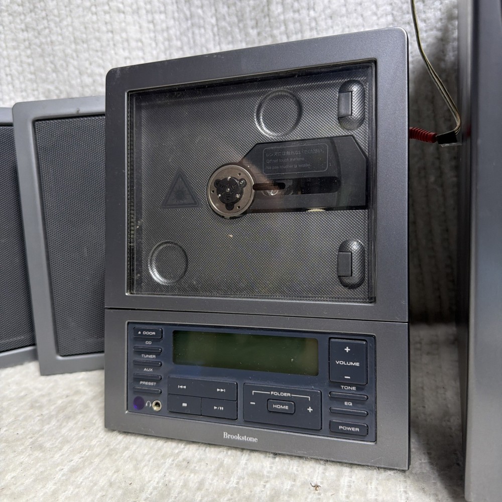Brookstone Wafer-Thin CD System MP3 Player Flat Panel Speakers Subwoofer Remote