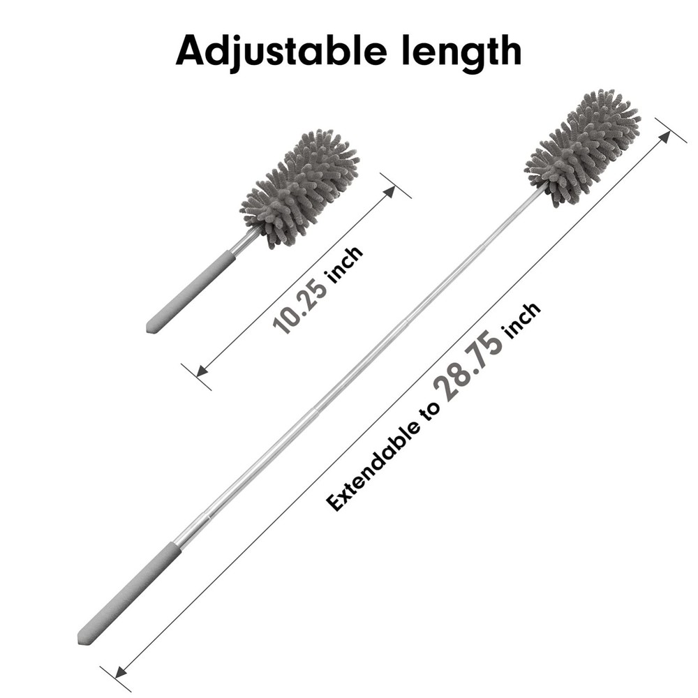 Extendable Microfiber Duster with Replaceable Heads Telescopic Cleaning Tool Kit
