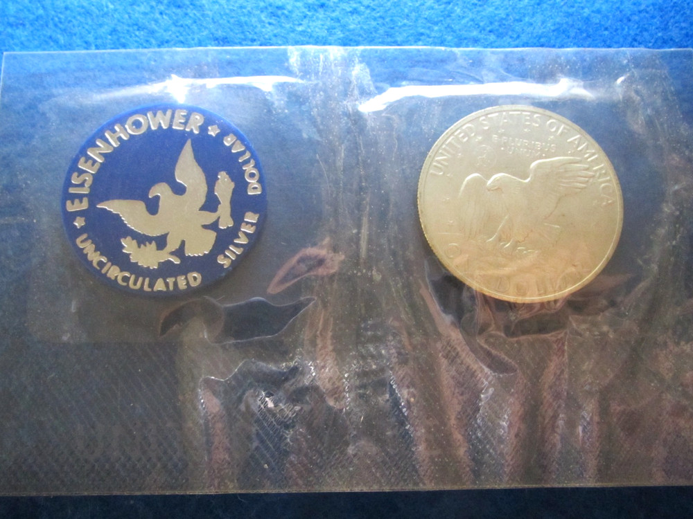 1971 S Eisenhower Silver Dollar - Bright Uncirculated - Original Packet - COA