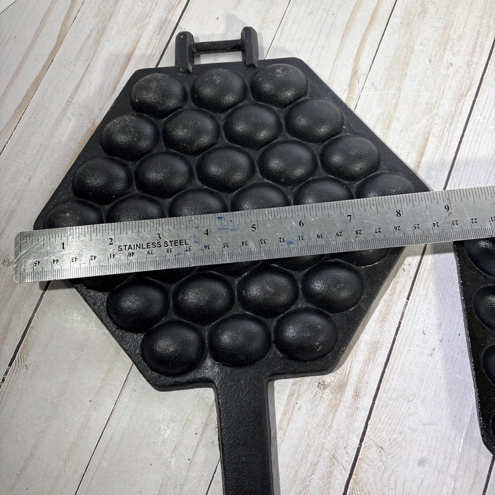 Bubble Waffle Maker Pan Hand Held Egg Waffle Pan Cast Iron Heavy, Well-Made
