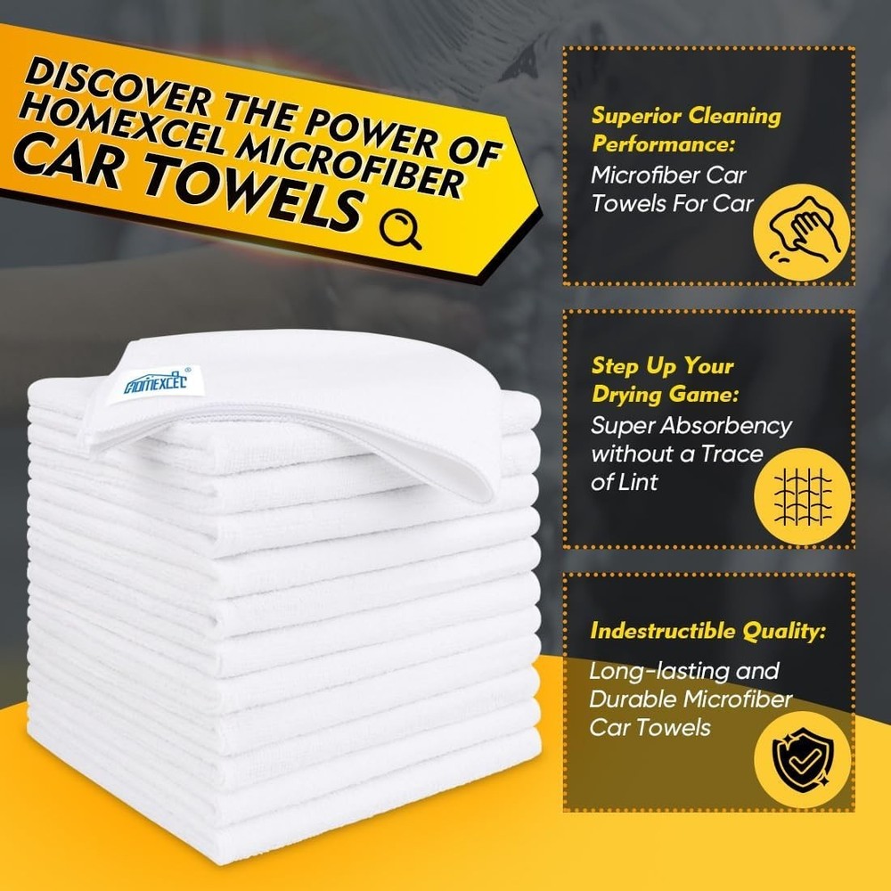 150 White Microfiber Cleaning Cloths - Gentle, Effective & Versatile 12.5" Rags