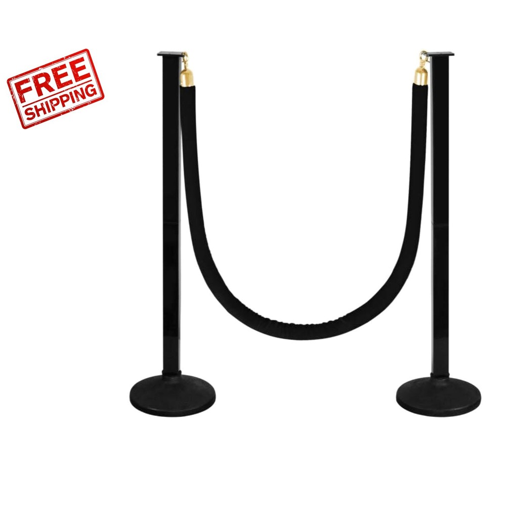 Stanchion Posts with Velvet Rope - Adjustable, Portable Crowd Control Solution