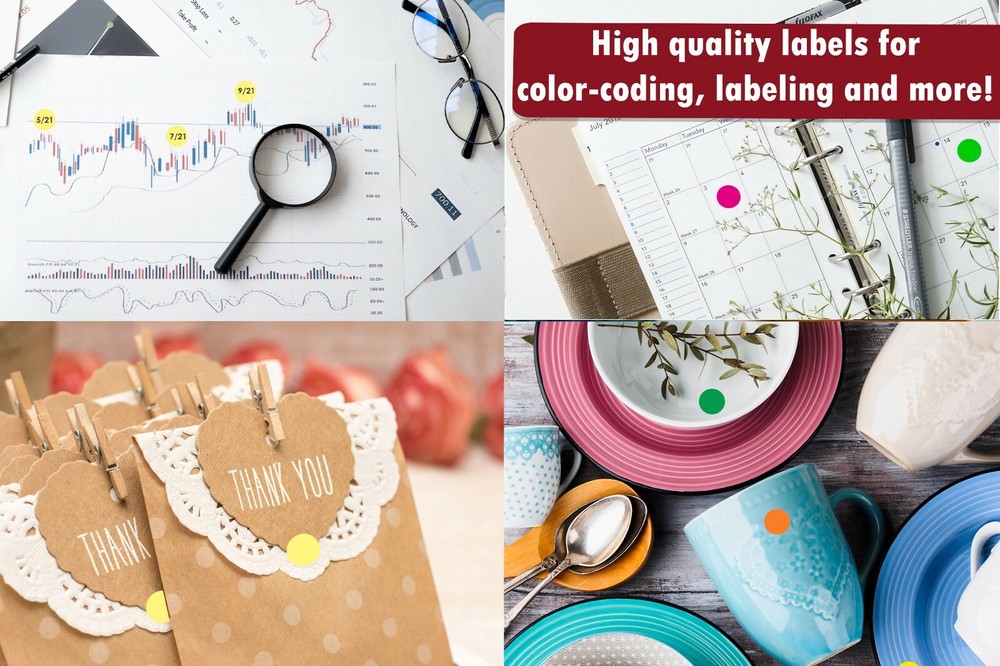 17mm Round Color Coding Stickers Circle ~ 3/4" Dots Permanent Adhesive Labels