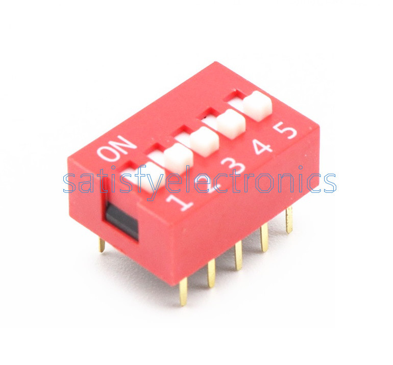 20PCS Slide Type Switch Module 2.54mm 5-Bit 5 Position Way DIP Red Pitch