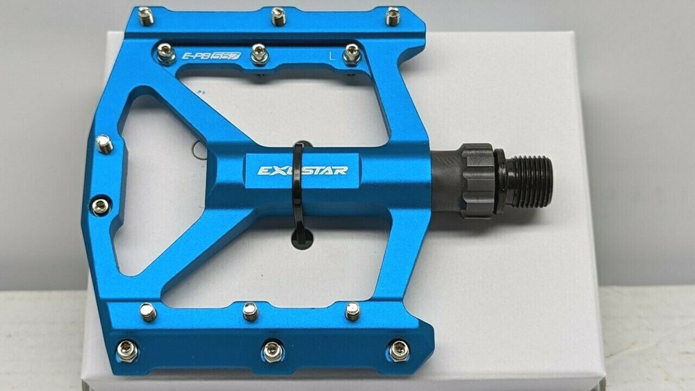 Exustar E-PB557-RD blue alloy MTB platform pedals EPS