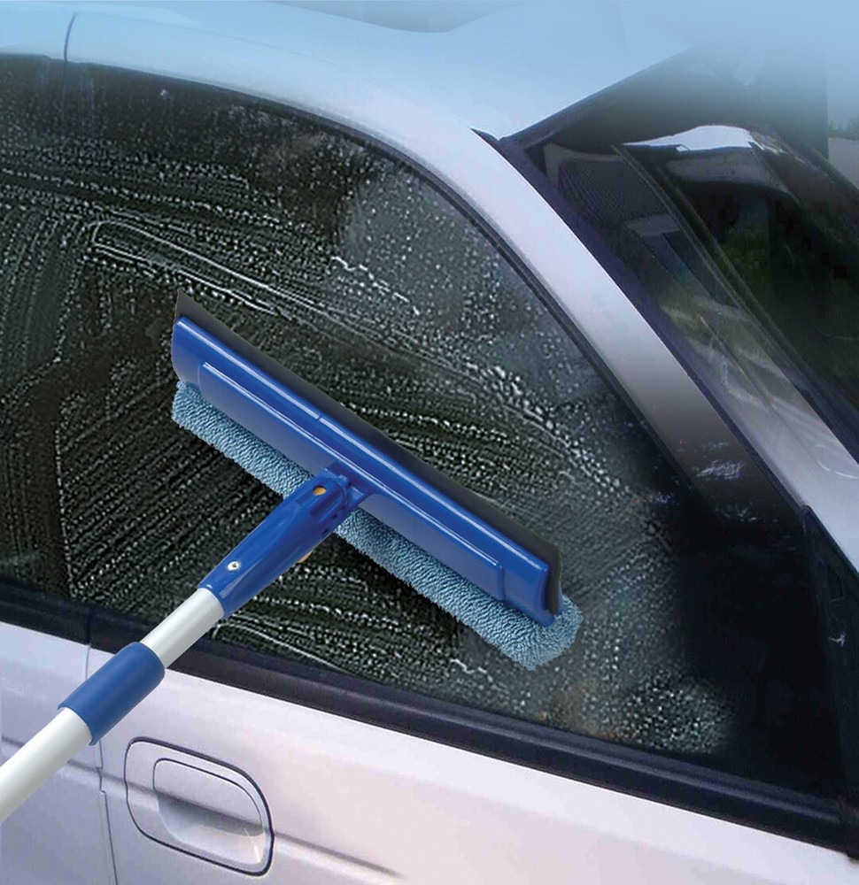 Superio Window Washer and Silicone Squeegee, Auto Easy Grip Extendable Handle