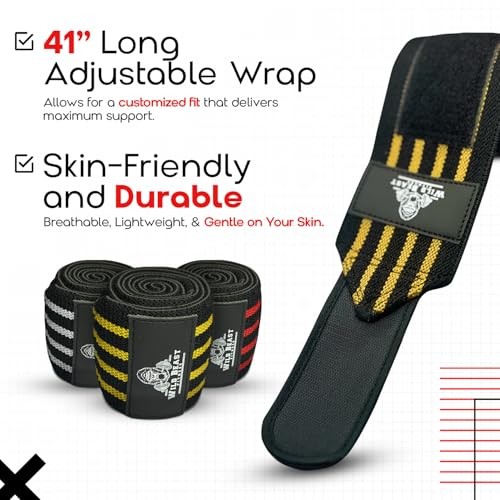 Elbow Wraps for Weightlifting Men (Pair), Stretchable 41" Elbow Yellow