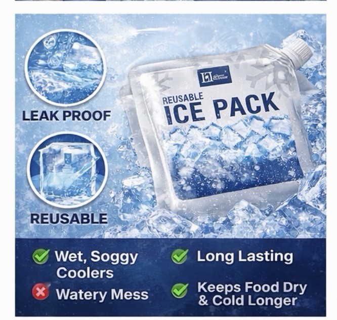Reusable Cooler Ice Packs – 5 Pack for Camping & Beach