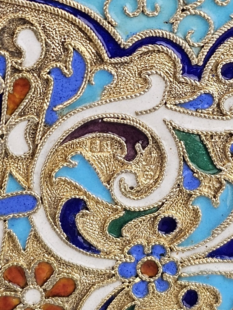 19C Russian Gilt Silver Enamel Cigarette Case