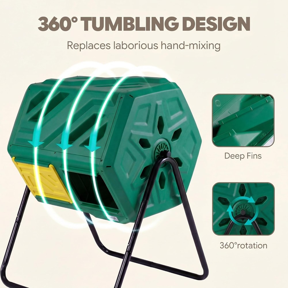 43 Gallon Compost Bin W/ Gloves Fast Assembly & Easy Setup Outdoor Compost