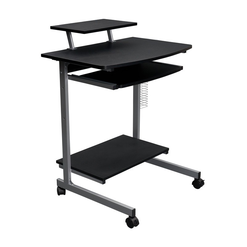 Mobile Workstation Compact Rolling Computer Cart Adjustable Shelf Keyboard Tray