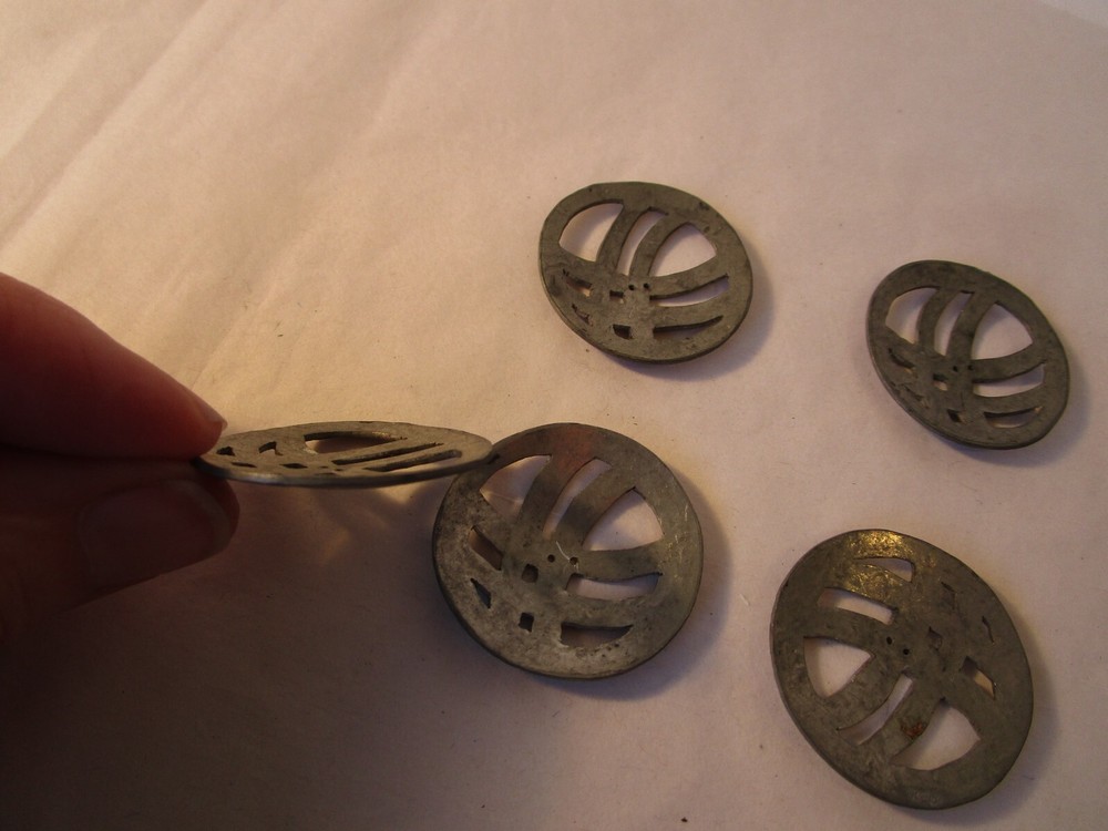 Mid Century Modern 5 Large Cut Metal Buttons Atomic