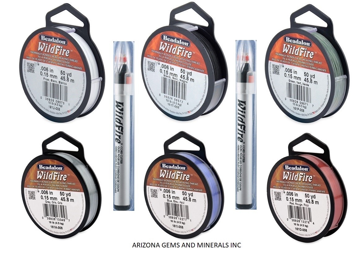 Beadalon Wildfire Beading Thread .006in+.008in 20YD&50YD & 125YD 8Colors& Cutter