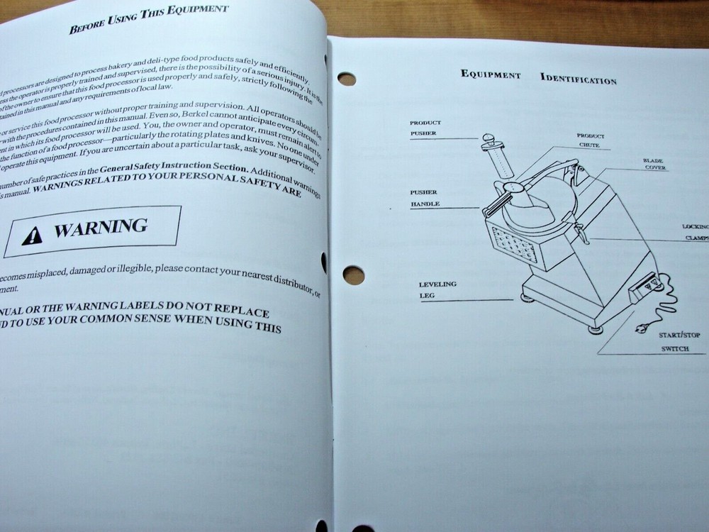 Berkel Model TM100 Food Processor Service Manual
