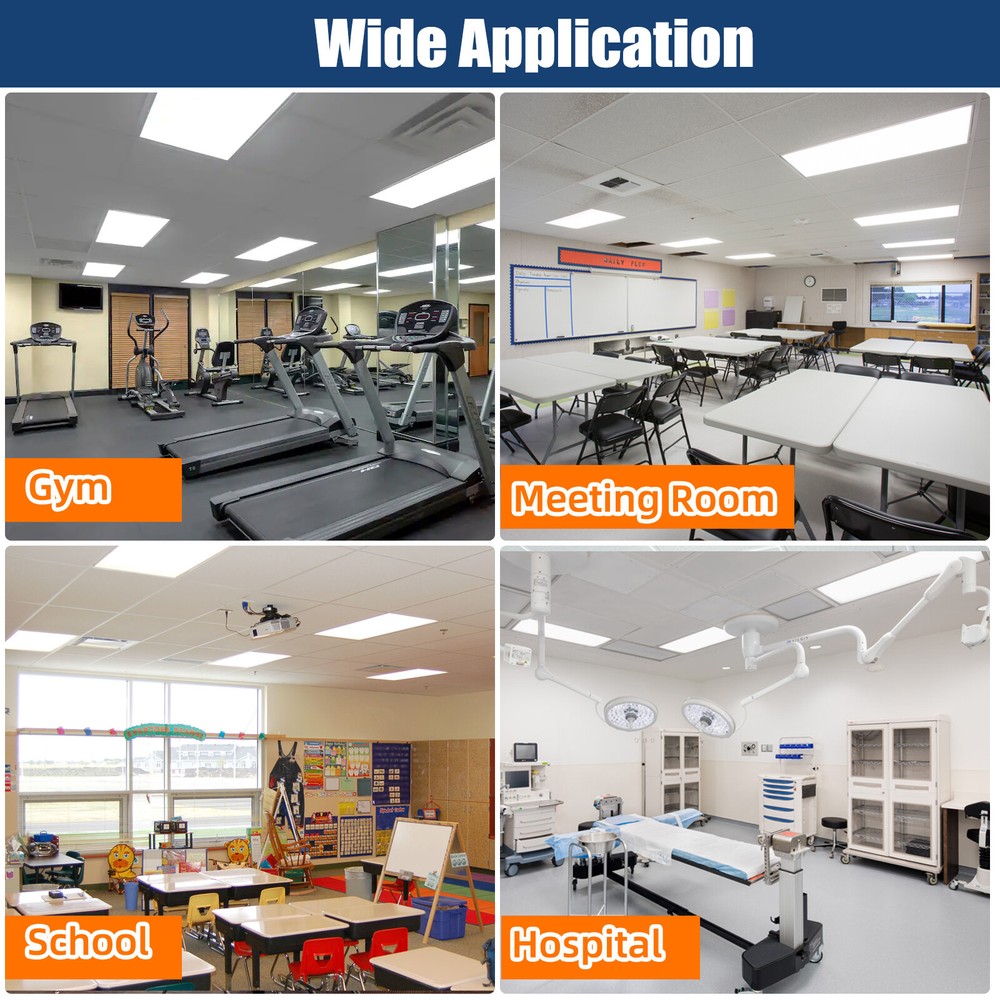 2x4 Led Flat Panel Light 8 Pack - 75W 7800LM Dimmable 2x4 Led Light Drop Ceiling