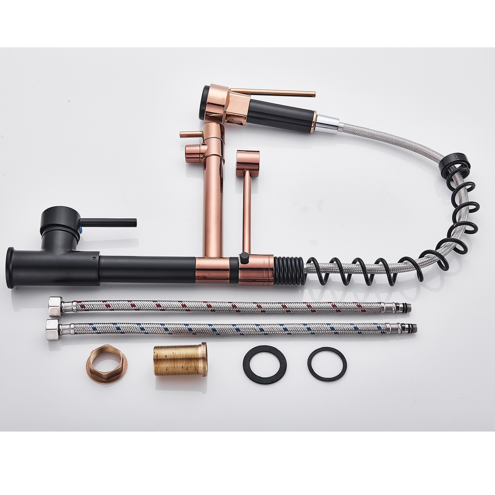 Black Rose Gold Kitchen Faucet Pull Down Sprayer Swivel Single Handle Sink Mixer