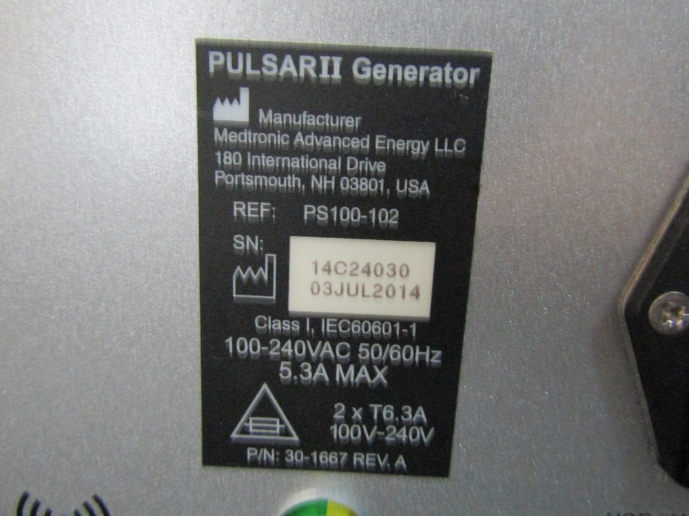 Medtronic PEAK PlasmaBlade PS100-100 PULSARII Generator Electrosugrical Unit