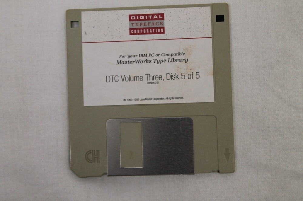 MasterWorks Type Library for IBM PC DTC Volume Three Disc 1-5 3.55" Floppy Disk