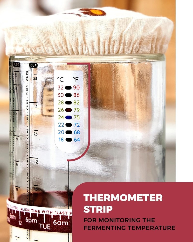 Professional Sourdough Starter Kit - Transparent Glass Jar & Complete Guide