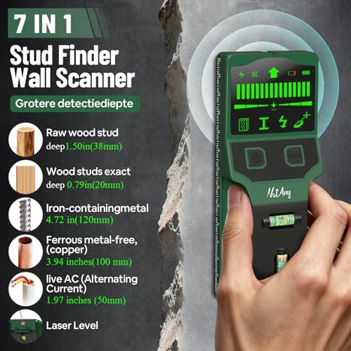 Stud Finder Wall Scanner - 7-in-1 Electronic Wall Stud Detector, Detects Wood,
