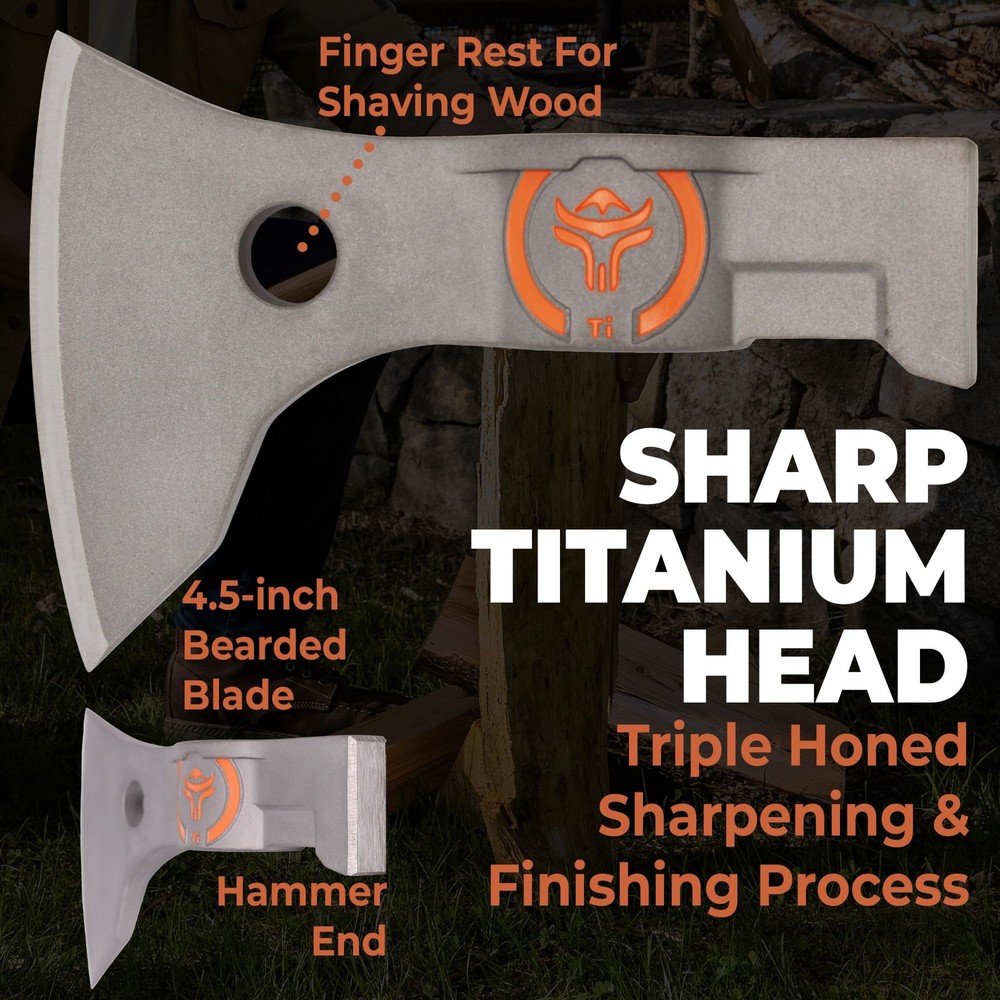 - Titanium Tomahawk Axe - 45% Lighter Industrial Strength Titanium - Precisio...