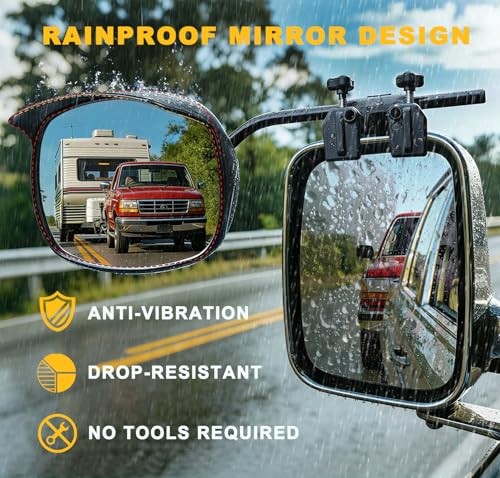 Rainproof Towing Mirrors Extensions, Side View Mirror Extender for Towing with