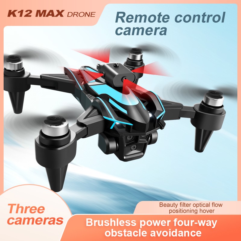 Drone 2026 Brushless Three HD Camera RC Foldable Quadcopter Remote With 2Battery