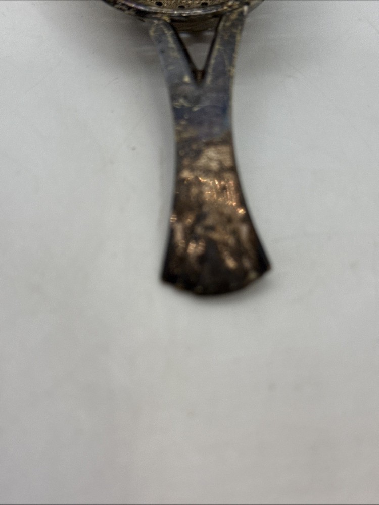 Vintage Silver Plated Tea Bag Strainer with Handle and Catch Dish, EPNS