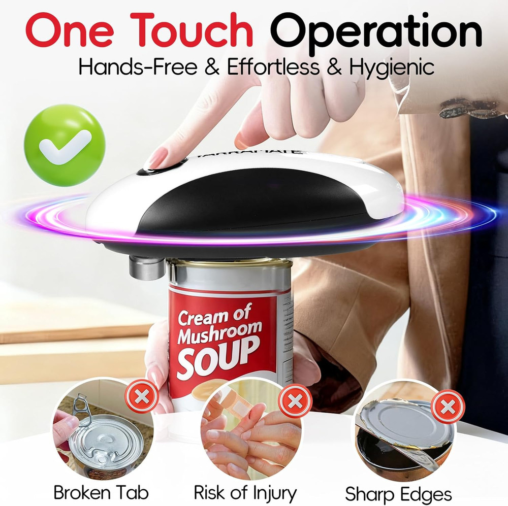 Electric Can Opener One Touch Rechargeable Automatic Openers Kitchen Fits All