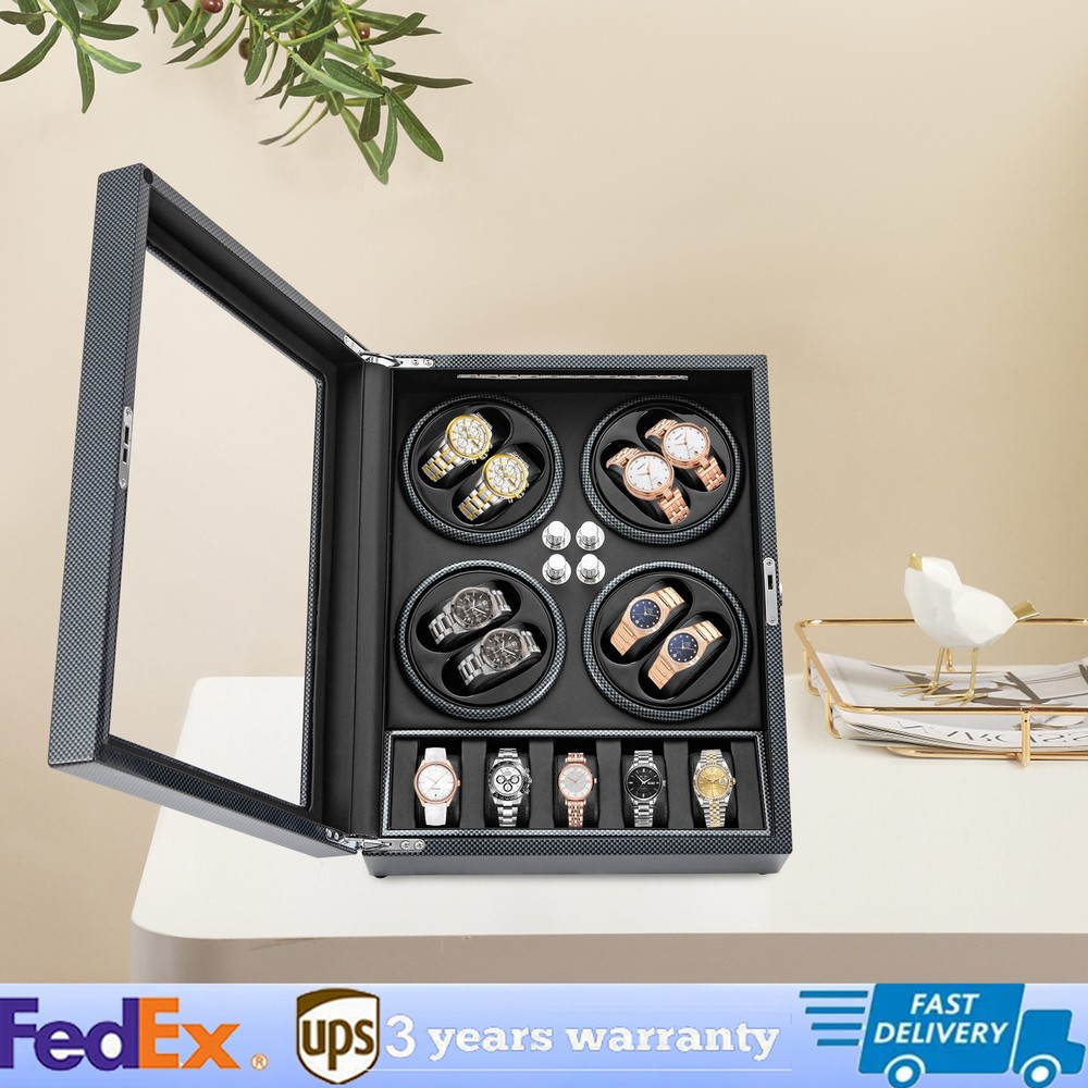 LED Light Automatic Watch Winder Box Display Storage Case 8+5 Watch Winder Box