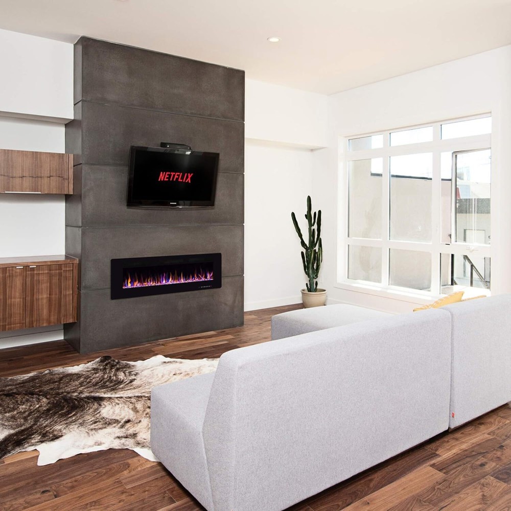 50'' Wall Mounted Recessed Electric Fireplace Insert,Touch Screen,Remote