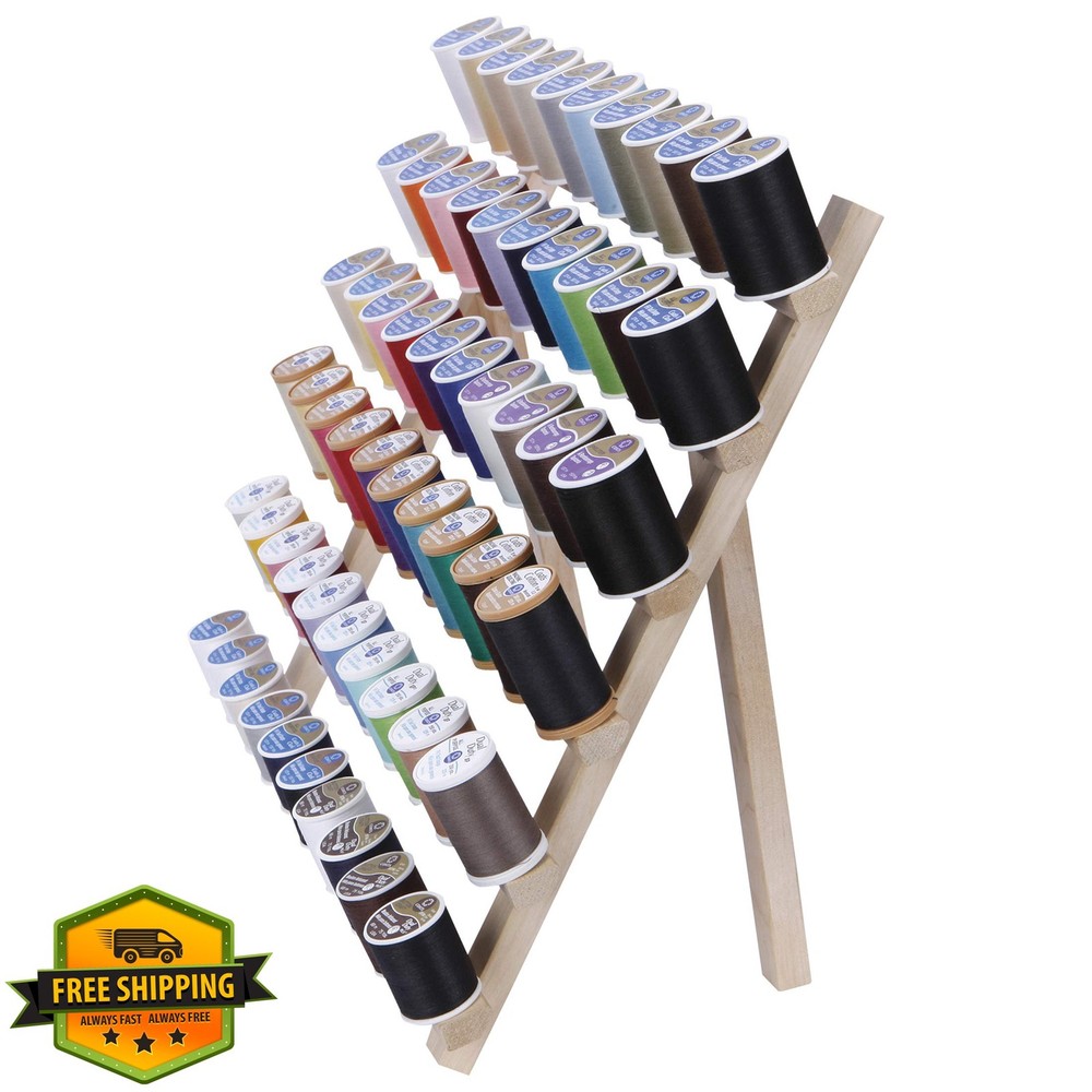 Dritz Wooden Thread Rack 60 Spool Wall Mount Sewing Organizer