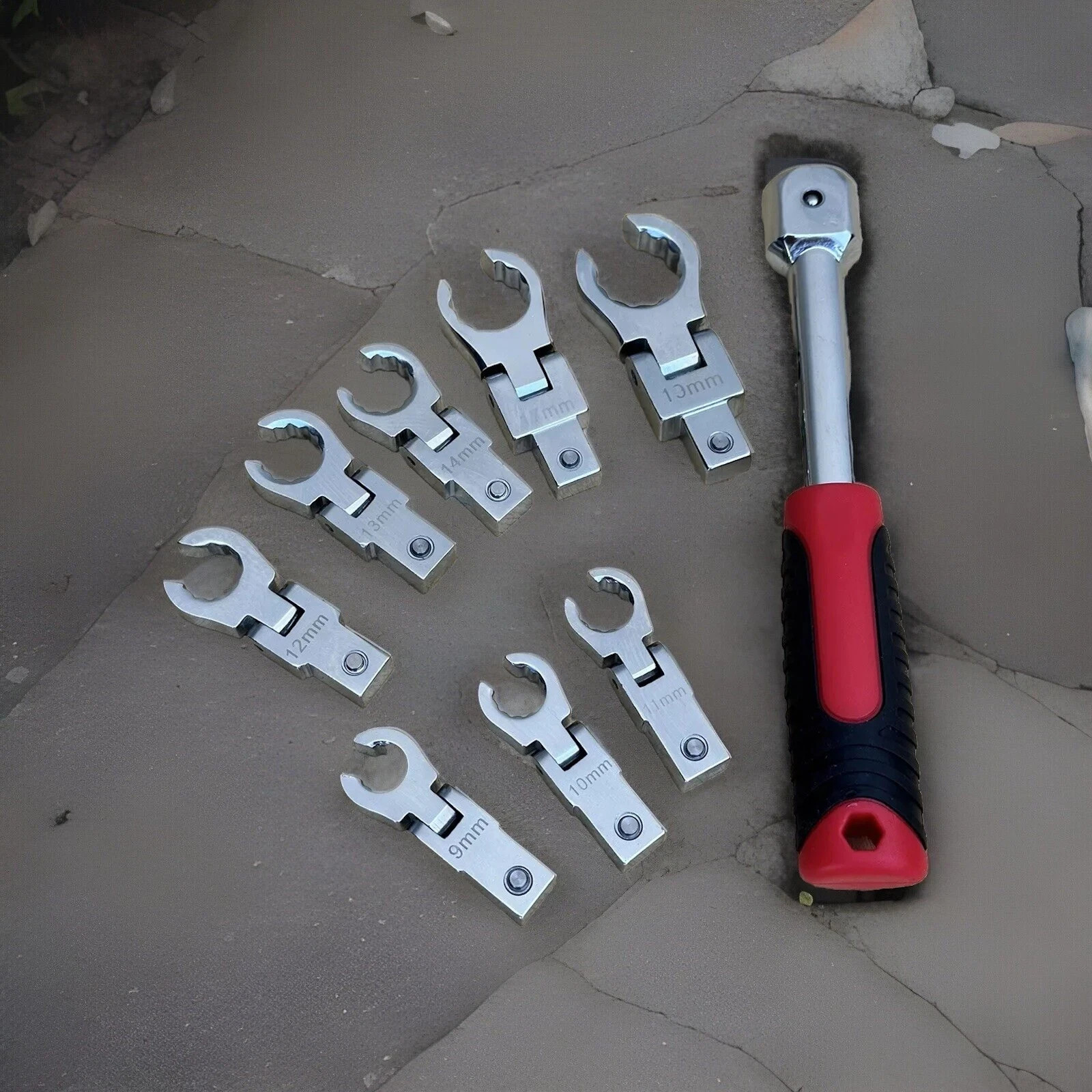 9pcs Flare Nut Flexible Open End Offset Box Wrench Metric Set Brake Line Wrench