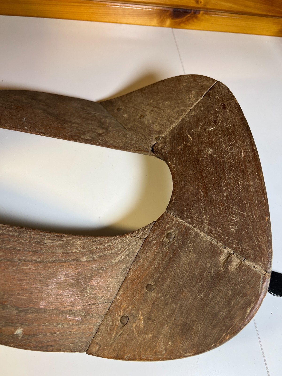 Antique 1880 Hand Made Wooden Saddle Stand Holder Blacksmith Peened Wrought Iron