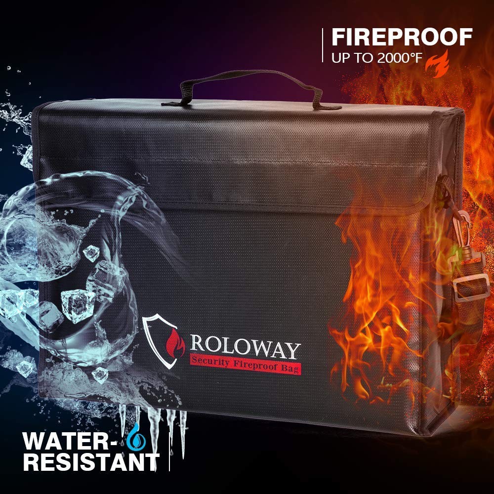 Large Fireproof Bag Water Resistant Document Safe 17 x 12 inches