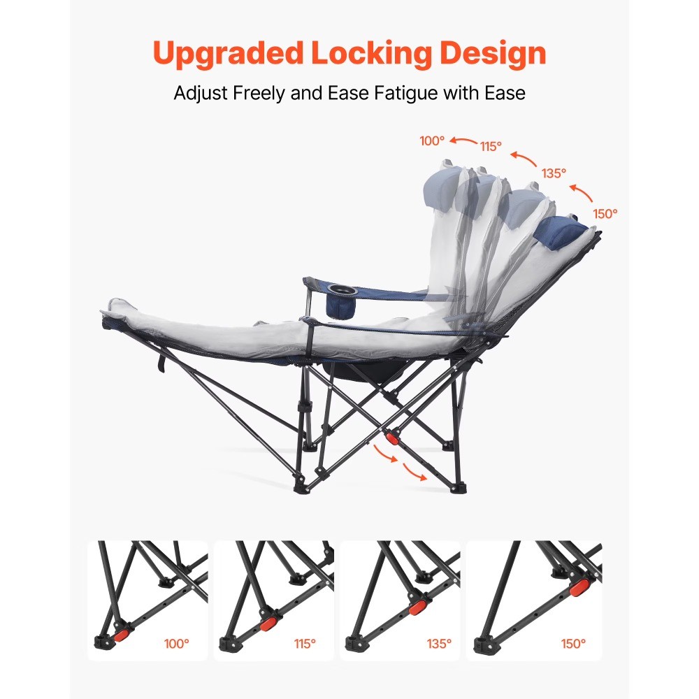 Reclining Camping Chair with 4 Adjustable Positions