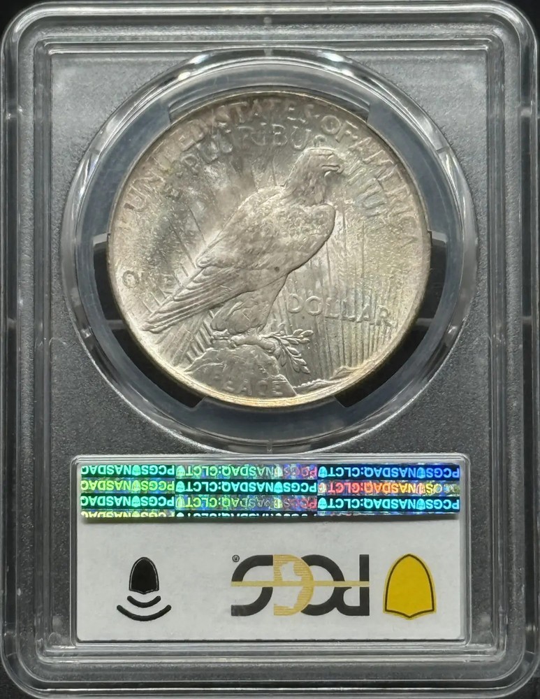 1922 Peace Silver Dollar PCGS MS-63 Rainbow Toning